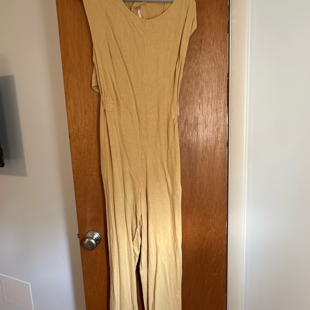 Free People Mustard Wide Leg Jumpsuit